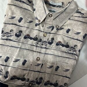 Vtg Mountain Tek Men's Medium‎ All Over Duck Print Button Down Long Sleeve Shirt